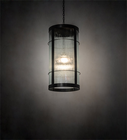 Meyda Lighting Villa 18" Solar Black Pendant Light With Clear Rainy View Shade Glass