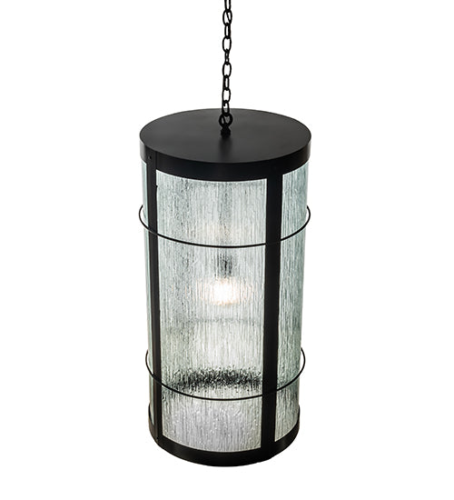 Meyda Lighting Villa 18" Solar Black Pendant Light With Clear Rainy View Shade Glass