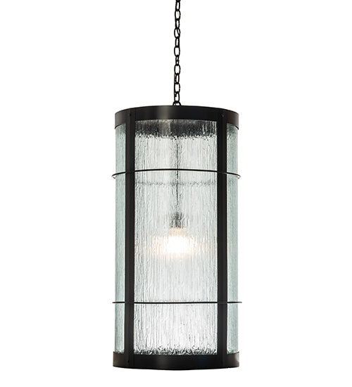 Meyda Lighting Villa 18" Solar Black Pendant Light With Clear Rainy View Shade Glass