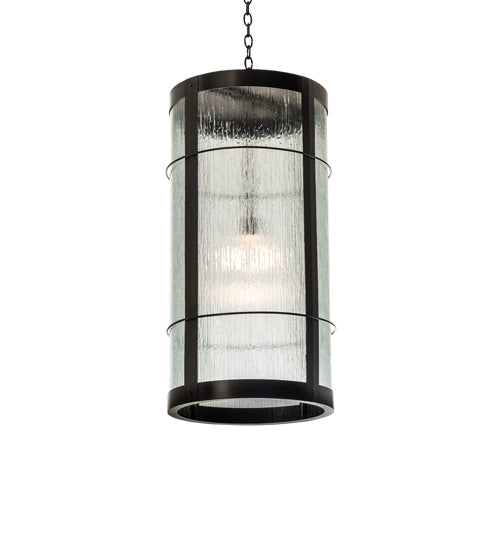 Meyda Lighting Villa 18" Solar Black Pendant Light With Clear Rainy View Shade Glass