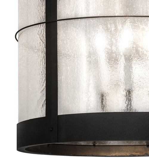 Meyda Lighting Villa 22" 8-Light Old Wrought Iron Pendant Light With Clear Seeded Shade Glass