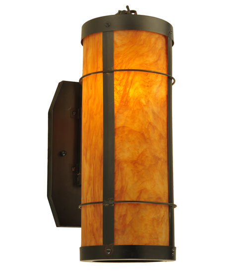 Meyda Lighting Villa 6" Craftsman Brown Wall Sconce With Ambra Siena Idalight Shade Glass