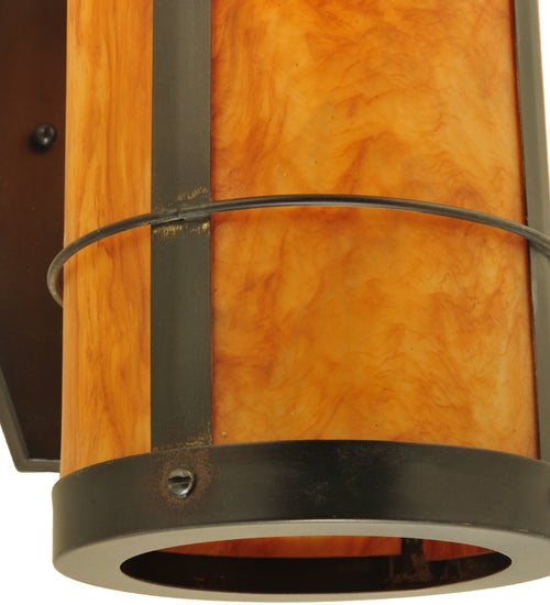 Meyda Lighting Villa 6" Craftsman Brown Wall Sconce With Ambra Siena Idalight Shade Glass