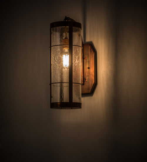 Meyda Lighting Villa 6" Vintage Copper Wall Sconce With Clear Seeded Shade Glass