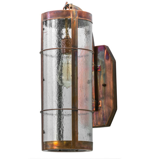Meyda Lighting Villa 6" Vintage Copper Wall Sconce With Clear Seeded Shade Glass