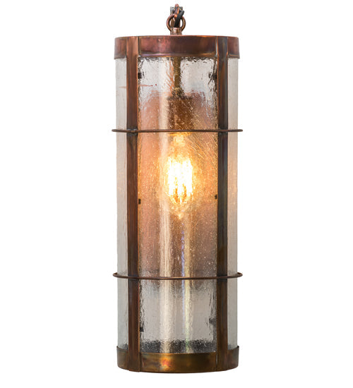 Meyda Lighting Villa 6" Vintage Copper Wall Sconce With Clear Seeded Shade Glass
