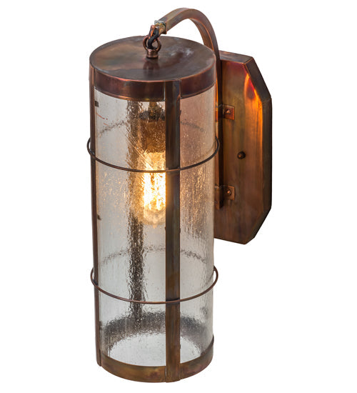 Meyda Lighting Villa 6" Vintage Copper Wall Sconce With Clear Seeded Shade Glass