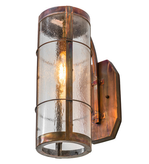 Meyda Lighting Villa 6" Vintage Copper Wall Sconce With Clear Seeded Shade Glass