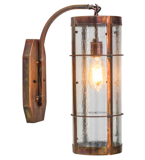 Meyda Lighting Villa 6" Vintage Copper Wall Sconce With Clear Seeded Shade Glass