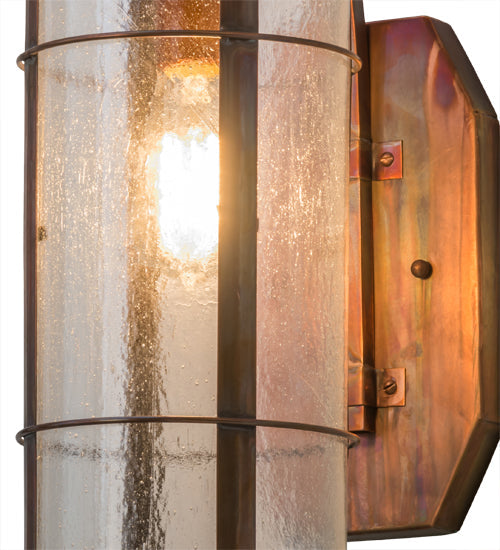 Meyda Lighting Villa 6" Vintage Copper Wall Sconce With Clear Seeded Shade Glass