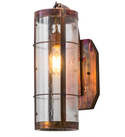 Meyda Lighting Villa 6" Vintage Copper Wall Sconce With Clear Seeded Shade Glass