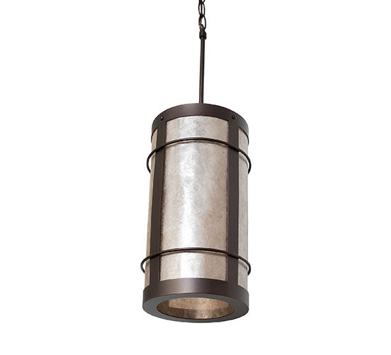 Meyda Lighting Villa 8" Mahogany Bronze Mini Pendant Light With Silver Mica Shade Glass