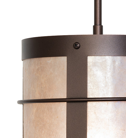Meyda Lighting Villa 8" Mahogany Bronze Mini Pendant Light With Silver Mica Shade Glass