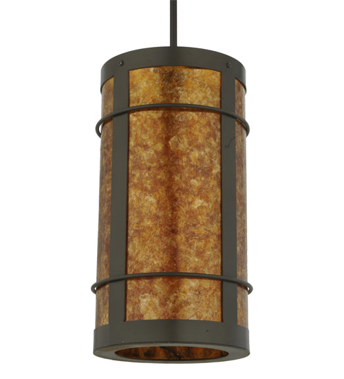 Meyda Lighting Villa 8" Timeless Bronze Mini Pendant Light With Amber Mica Shade Glass