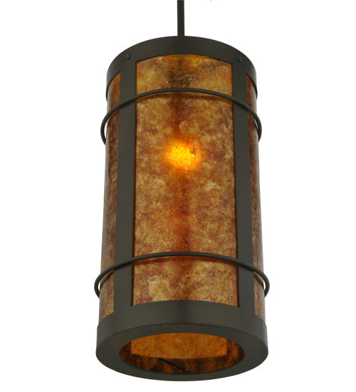 Meyda Lighting Villa 8" Timeless Bronze Mini Pendant Light With Amber Mica Shade Glass