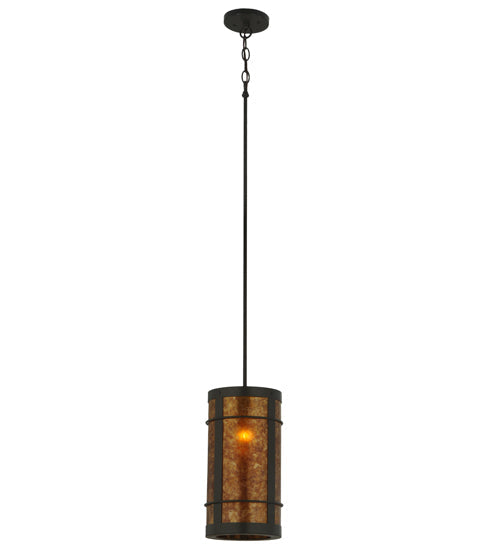 Meyda Lighting Villa 8" Timeless Bronze Mini Pendant Light With Amber Mica Shade Glass