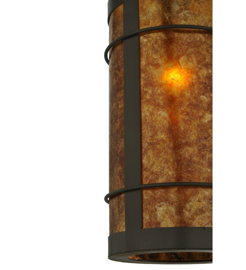 Meyda Lighting Villa 8" Timeless Bronze Mini Pendant Light With Amber Mica Shade Glass