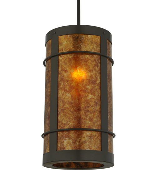 Meyda Lighting Villa 8" Timeless Bronze Mini Pendant Light With Amber Mica Shade Glass