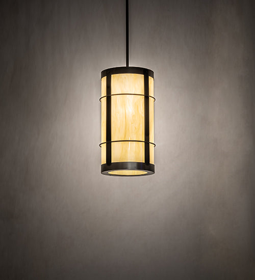 Meyda Lighting Villa 8" Timeless Bronze Mini Pendant Light With Creme Carrara Idalight Shade