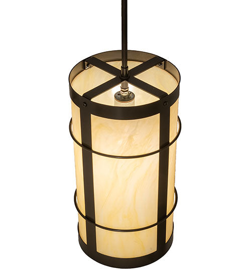 Meyda Lighting Villa 8" Timeless Bronze Mini Pendant Light With Creme Carrara Idalight Shade