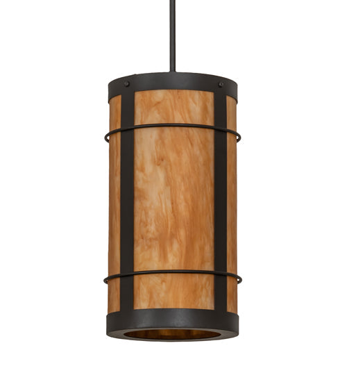 Meyda Lighting Villa 8" Wrought Iron Mini Pendant Light With Ambra Siena Idalight Shade