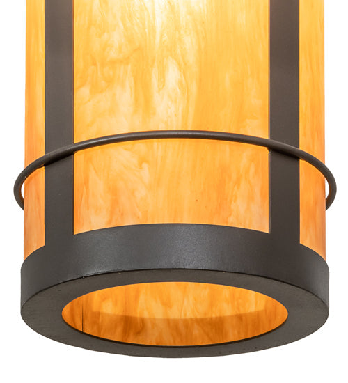 Meyda Lighting Villa 8" Wrought Iron Mini Pendant Light With Ambra Siena Idalight Shade