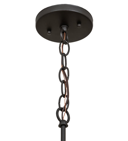 Meyda Lighting Villa 8" Wrought Iron Mini Pendant Light With Ambra Siena Idalight Shade