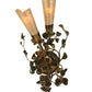 Meyda Lighting Vinca Vine 10" 2-Light Dark Burnished Antique Copper Wall Sconce With Silver Mica Shade Glass