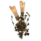 Meyda Lighting Vinca Vine 10" 2-Light Dark Burnished Antique Copper Wall Sconce With Silver Mica Shade Glass