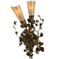 Meyda Lighting Vinca Vine 10" 2-Light Dark Burnished Antique Copper Wall Sconce With Silver Mica Shade Glass