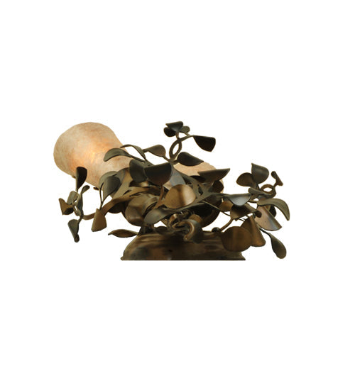 Meyda Lighting Vinca Vine 10" 2-Light Dark Burnished Antique Copper Wall Sconce With Silver Mica Shade Glass