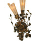 Meyda Lighting Vinca Vine 10" 2-Light Dark Burnished Antique Copper Wall Sconce With Silver Mica Shade Glass