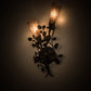 Meyda Lighting Vinca Vine 10" 2-Light Wrought Iron Wall Sconce With Silver Mica Shade Glass