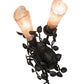 Meyda Lighting Vinca Vine 10" 2-Light Wrought Iron Wall Sconce With Silver Mica Shade Glass