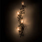 Meyda Lighting Vinca Vine 12" 4-Light Wrought Iron Wall Sconce With Silver Mica Shade Glass