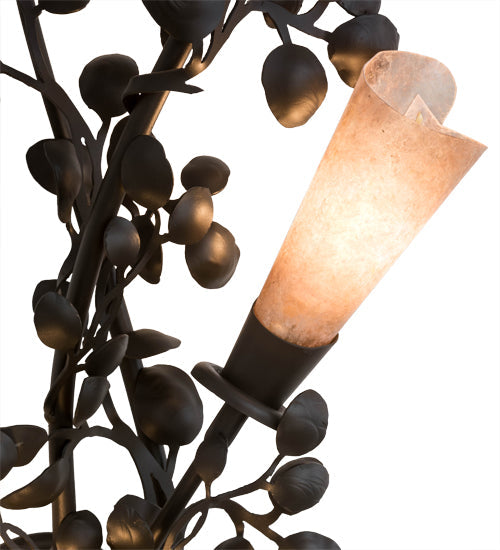 Meyda Lighting Vinca Vine 12" 4-Light Wrought Iron Wall Sconce With Silver Mica Shade Glass