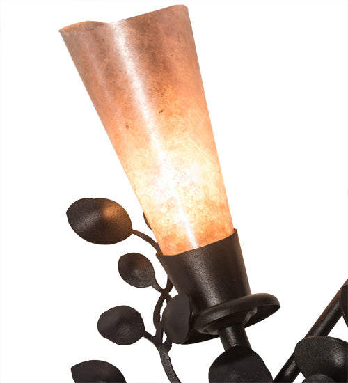 Meyda Lighting Vinca Vine 15" 2-Light Textured Black Wall Sconce With Silver Mica Shade Glass