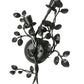 Meyda Lighting Vinca Vine 15" 2-Light Textured Black Wall Sconce With Silver Mica Shade Glass