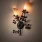 Meyda Lighting Vinca Vine 15" 2-Light Textured Black Wall Sconce With Silver Mica Shade Glass