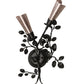 Meyda Lighting Vinca Vine 15" 2-Light Textured Black Wall Sconce With Silver Mica Shade Glass