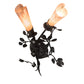 Meyda Lighting Vinca Vine 15" 2-Light Textured Black Wall Sconce With Silver Mica Shade Glass