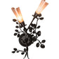 Meyda Lighting Vinca Vine 15" 2-Light Textured Black Wall Sconce With Silver Mica Shade Glass