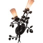 Meyda Lighting Vinca Vine 15" 2-Light Textured Black Wall Sconce With Silver Mica Shade Glass
