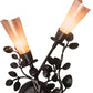 Meyda Lighting Vinca Vine 15" 2-Light Textured Black Wall Sconce With Silver Mica Shade Glass