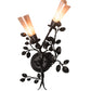 Meyda Lighting Vinca Vine 15" 2-Light Textured Black Wall Sconce With Silver Mica Shade Glass