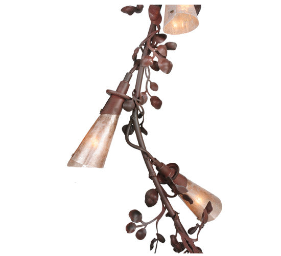 Meyda Lighting Vinca Vine 16" 4-Light Rust Over Wrought Iron Chandelier With Silver Mica Shade Glass