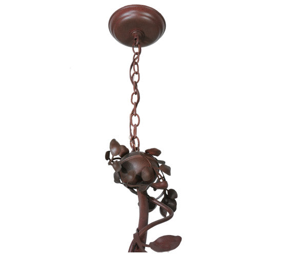 Meyda Lighting Vinca Vine 16" 4-Light Rust Over Wrought Iron Chandelier With Silver Mica Shade Glass
