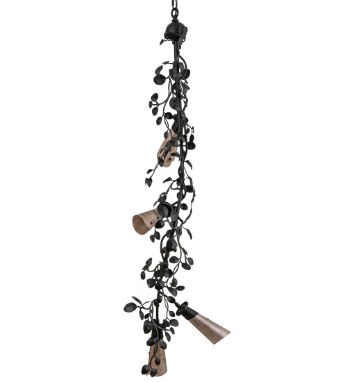 Meyda Lighting Vinca Vine 16" 4-Light Textured Black Chandelier With Silver Mica Shade Glass