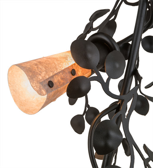 Meyda Lighting Vinca Vine 16" 4-Light Textured Black Chandelier With Silver Mica Shade Glass