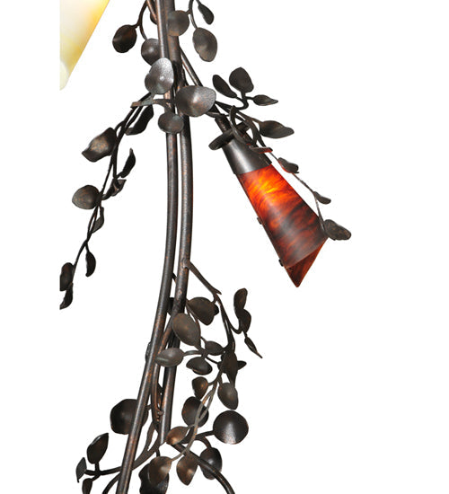 Meyda Lighting Vinca Vine 22" 12-Light Copper Rust Chandelier With Ivory and Coral Shade Glass